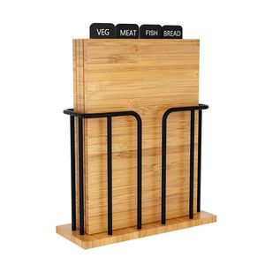 Simple bamboo and wood four-piece cutting board <b>set</b>, multi-functional household fruit and vegetable board, double-sided use, - Product Image 1