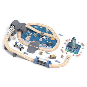 Juego de Vías de Tren de Madera, Juguete de Tren Eléctrico de Madera para Niños, Venta Exitosa - Product Image 1