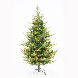 Pre-lit Artificial PVC PE Mixed Xmas Tree Luxury Density Decor Christmas Tree With LED Lights