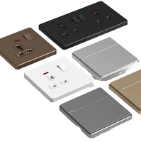 KLASS vente chaude blanc noir or norme britannique 3 gangs 2 voies interrupteurs muraux et prises modernes fabricant électrique