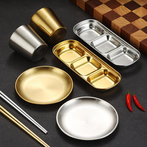 Juego de vajilla coreano de acero inoxidable, olla caliente, vajilla de barbacoa con plato de salsa, plato de inmersión, palillos, cuchara, taza, tazón - Product Image 4