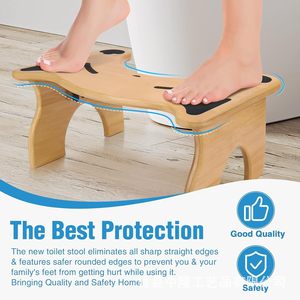 Asiento de inodoro infantil de bambú transfronterizo, taburete de madera maciza para uso doméstico, pedal plegable para aumentar la altura - Product Image 5