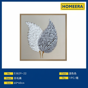 60x60cm decorazione parete arte in legno cornice a venature con alta chiarezza di vetro piume accenti della parete - Product Image 1