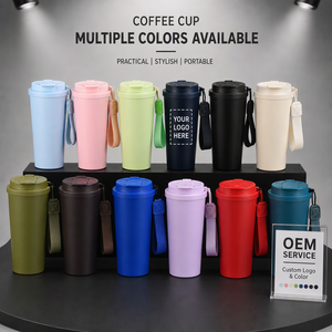 Tazza da Caffè Portatile in Acciaio Inossidabile con Coperchio a Doppio Uso e Cannuccia in PP per Ufficio e Viaggi - Product Image 1