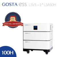 Système solaire au lithium GOSTA avec batterie empilable 5KW, onduleur PV 48V 51.2V 100AH AIO, charge rapide et roues