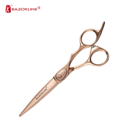 CK007 SET Paire de ciseaux de coiffeur professionnels en or rose Kit de ciseaux de coupe de cheveux en acier inoxydable Poignée ergonomique-Fournitures de salon de coiffure