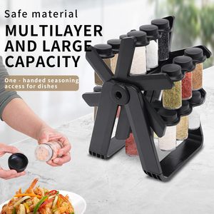 Étagère à épices multifonctionnelle avec 18 pots en verre et plateau rotatif, <span class=keywords><strong>organisateur</strong></span> de comptoir de <span class=keywords><strong>cuisine</strong></span> en plastique pour le rangement des assaisonnements - Product Image 2
