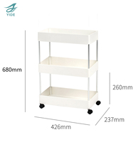 Chariot de rangement de cuisine mobile en plastique YIDE avec étagère réglable