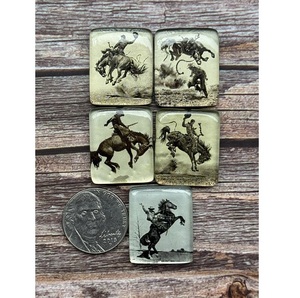 Gemas Sueltas de Cabujón con Diseño de Rodeo Vaquero Inspirado en el Suroeste para la Creación de Joyas, Artesanía y Bisutería de Estilo Occidental - Product Image 3