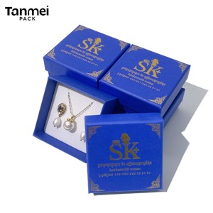 Boîte à bijoux en gros, couvercle bleu, boîte d'emballage de luxe pour bijoux, présentoir à bijoux, bracelet, bague, boucles d'oreilles, collier - Product Image 4