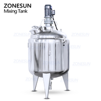 ZONESUN 100L 200L 300L 500L Réservoir de mélange vertical en acier inoxydable sanitaire pour liquides cosmétiques et produits chimiques
