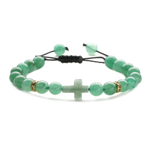 Bracelet <span class=keywords><strong>croix</strong></span> en cristal personnalisé pour femmes Bracelets tissés à breloque <span class=keywords><strong>La</strong></span> <span class=keywords><strong>Croix</strong></span> en pierre naturelle tendance - Product Image 5