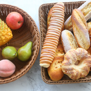 Woven <b>Bread</b> <b>Basket</b> Rectangle Brown Handmade Storage <b>Basket</b> For Food Container - Product Image 2