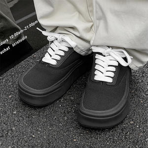 Chaussures pour hommes, respirantes, été 2026, nouveau style, baskets décontractées et sportives pour couple, en toile noire, tendance, polyvalentes, à semelle épaisse - Product Image 3