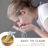 Kit de préparation de masques faciaux DIY en bambou naturel : bol, spatule, cuillère, pinceau et tasse à mesurer pour la fabrication de masques de soin