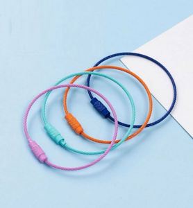 Portachiavi con anello in acciaio inossidabile da 5.9 pollici portachiavi con cavo per aerei rivestito colorato per appendere etichette per bagagli a spirale - Product Image 4