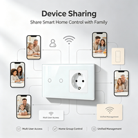 Interrupteur intelligent UBARO 2 voies avec prise EU, contrôle vocal et via application, IP20, cadre en aluminium, panneau en verre trempé, Smart Life