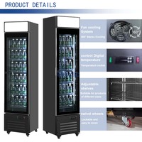 Vitrine réfrigérée verticale pour boissons avec porte vitrée fine, écran LED et refroidisseur d'air