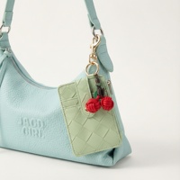 Porte-monnaie miniature personnalisé EDGE, porte-clés, sac à main en PU avec fermeture éclair, accessoire cerise, léger, pour un usage quotidien, breloque pour femmes