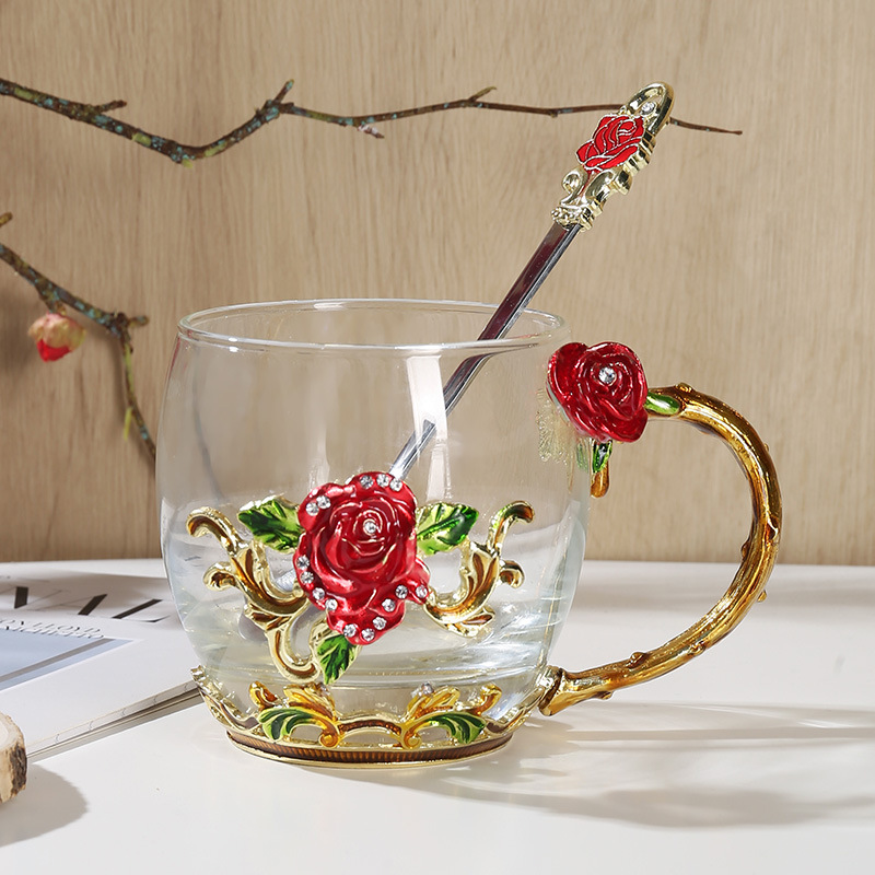 Nueva cuchara de taza corta rosa roja