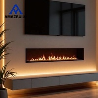 AMAZBUILD Cheminée électrique LED moderne personnalisée à flamme dynamique haute simulation, intégrée, à économie d'énergie pour salon