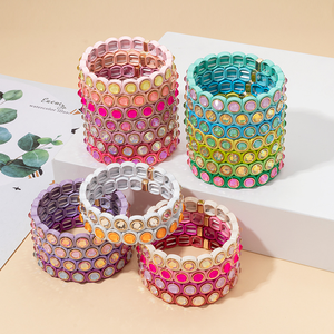 Brazalete Elástico de Resina Acrílica y Lucite con Cristales y Mariposas Bohemias Chapadas en Oro, Estilo Viajero Exagerado, para Mujer, Regalo DIY con Cuentas de Azulejo - Product Image 4