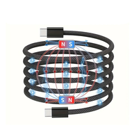 Câble de données magnétique Type-C PD 66W à charge rapide pour ordinateur, smartphone, imprimantes, tablettes Android et iOS, rétraction automatique