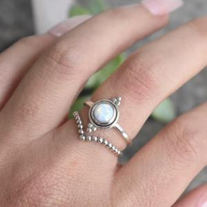 <b>Opal</b> <b>Ring</b> 925 Sterling <b>Silver</b> Geometric Design Everyday Wear Jewelry - Product Image 2