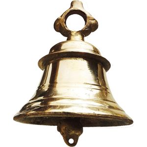 PARIJAT SOLID BRASS TEMPLE GANTA COLGANTE SHIP BELL Campana Pooja india de 7 pulgadas para decoración del hogar - Product Image 2