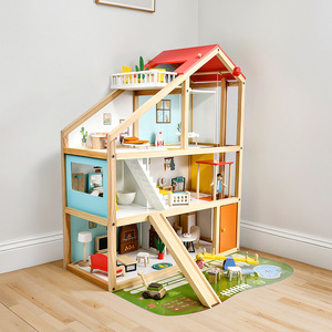 <strong>Large</strong> Three-Layer Luxury Villa DIY Toy Children's Wooden Simulation Playhouse Solid Wood Role-Playing <strong>Doll</strong> House - Product Image 5