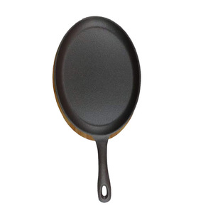 Oval Cast Iron Grill Pan With Stripes For Frying Steak And Fish Durable Heavy Duty Nonstick Cooking Surface - Product Image 5