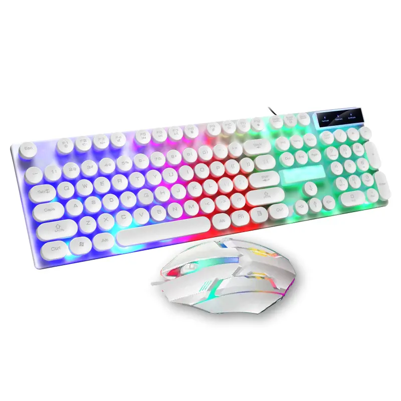OEM White Kit Teclado Y Mouse Gamer Wired Klavye Rgb Led Backlight Clavier Souris Gameur Set Gaming Mouse and Keyboard Combo