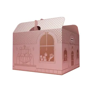 Custom Cardboard Cup Wedding Cake Paper Box With Handle And Window Paper Box