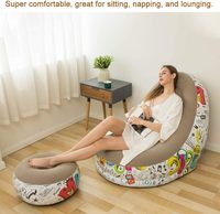 Canapé-lit gonflable moderne en PVC écologique, pliable et portable, avec repose-pieds, pour salon extérieur