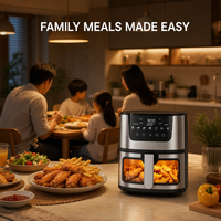 Friteuse à air électrique 7L 1501-2000W avec 8 menus prédéfinis à une touche, fenêtre panoramique, cuisson sans huile et faible en gras pour la maison