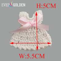 Élégante Robe Mini en Coton Tricotée au Crochet Faite à la Main pour Fête Prénatale Fille, Décoration de Fête Vintage, Cadeau pour Invité EG25171 5.5X5CM