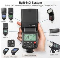Flash Speedlite Inalámbrico Godox TT600 TT600-S 2.4G GN60 Maestro/Esclavo para Cámaras Canon, Nikon, Sony, Pentax, Olympus, Fuji, Lumix