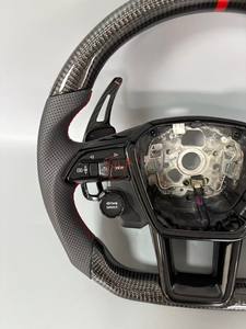 Volant pour <span class=keywords><strong>Audi</strong></span> A4/A5/A6/A7/S4/S5/Q7/<span class=keywords><strong>TT</strong></span> <span class=keywords><strong>RS</strong></span> 2010-2025 avec logo personnalisable, palettes de changement de vitesse, carbone forgé et bouton - Product Image 4