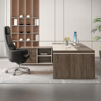 Table de bureau en forme de L couleur noyer de luxe de qualité supérieure meubles de bureau PDG patron bureau de luxe