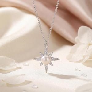 Collier en argent S925 avec perle d'eau douce, pendentif halo en forme de fleur soleil avec CZ marquise, bijou cadeau pour femme - Product Image 3