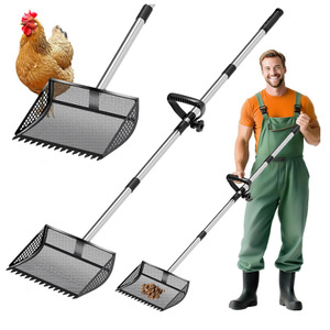 Ramasse-crottes multi-niveaux en acier inoxydable écologique PetFit pour poulailler, litière pour chat, fumier de cheval - Réutilisable et durable pour les déchets d'animaux - Product Image 1