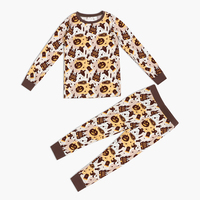 Ensemble de vêtements de nuit unisexe pour enfants en gros, pyjama chaud imprimé citrouille, accessoire photo pour Halloween, ensemble de vêtements pour garçons