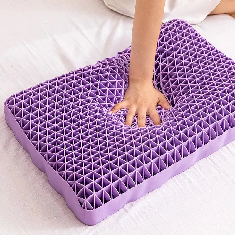 Resin TPE Rubber Violet Colorful Elastic Bedroom Furniture Hydrogel Gel Gird Pillow