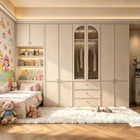 Guarda-Roupa Embutido em MDF Creme Personalizado com Penteadeira Integrada para Quarto Principal - Fornecimento Direto da Fábrica, Preço Competitivo