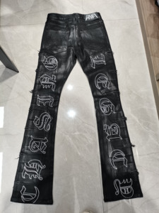 Custom Arrugado Mano Cera Lujo Denim Jeans Hombres - Product Image 4