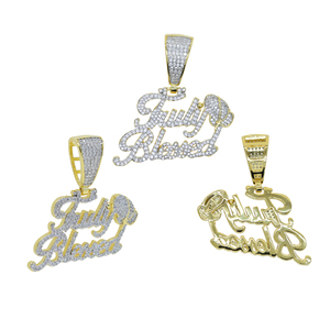 Collier pendentif en zircone cubique pour hommes, bijou avec micro pavé 5A, plaqué or, rhodium et hip hop - Product Image 2