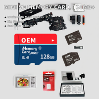 Carte mémoire Mini SD U3 haute vitesse personnalisée en gros 128 Go, carte TF en plastique de marque originale bleue/noire pour GPS, tablette, PC, appareil photo