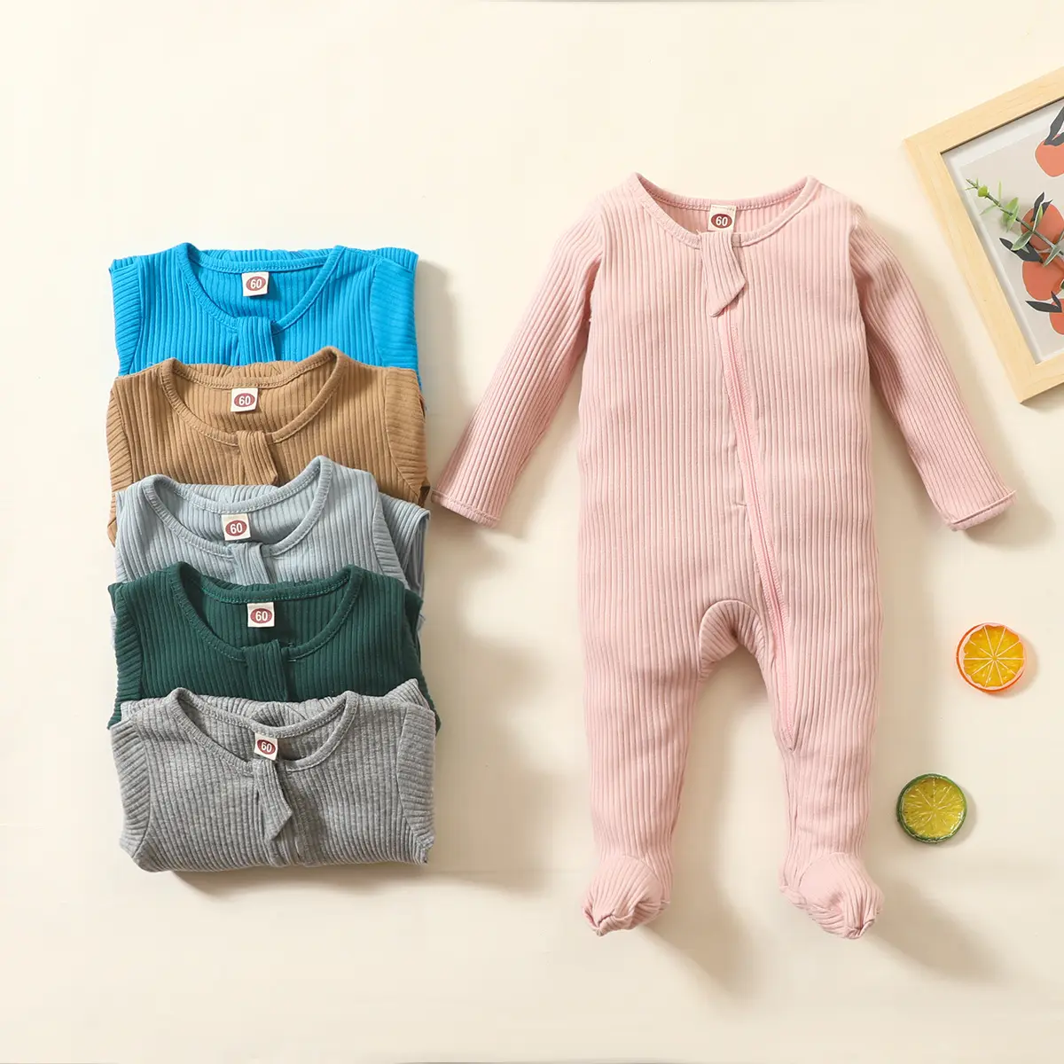Ropa de algodón 100% para bebé, monos infantiles de manga larga, pijamas de bebé con reposapiés