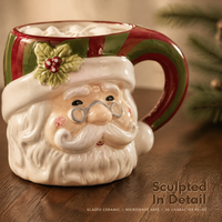 Ensemble de tasses à café de Noël en céramique 3D personnalisées, Père Noël et rennes, vente en gros de tasses à café de Noël