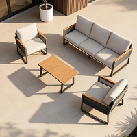 DWOO Fabrik Allwetter 4-in-1 Terrassen-Sitzgruppe Dreisitzer Geflochtenes Sofa Outdoor Balkon Lounge-Set